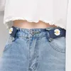 B￤lten enkelt elastiskt b￤lte utan sp￤nne f￶r kvinnor blommor bl￥ osynliga jeans kl￤nningar byxor justerbara stretch accessoarer