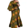 Bintarealwax Abiti africani da donna Maniche svasate Abito lungo maxi Dashiki Taglie forti 7xl Wy8237