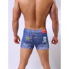 Onderbroek heren 95% puur katoen 3D bedrukte Jean Boxers Home Mid-Taist denim ondergoed cowboy boksersunderpants