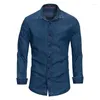 Chemises décontractées pour hommes arrivée chemise en jean hommes à manches longues grande taille coton à carreaux homme marque chemise hommes Eldd22