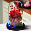 Glow Rose Eternal Flower Rose In Wedding Decoration Flowers In Glass Cover For Valentines Day Christmas Birthday Gift 201203