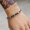 Bracelets de charme bracelet en cuir rétro pour hommes femmes noires vintage tressé mâle en acier inoxydable fermoir magnétique banglecarm Inte22