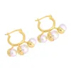 Earrings 2022 Trend Romantic Retro Pearl Circle Stud Customized For Women Christmas Gift Gold Copper Metal Small Luxury Ear Charm Femme Charming Girl Popular Gift