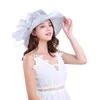 Visors Elegant Women Cap Wide Brim Bow Foldable Adjustable UV Protection Anti Sun Flat Top Hat For Beach VacationVisors VisorsVisors