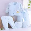 03M Soft born Infant Baby Suits Boy Girl ClothesTops Pants Bibs Hat 5PcsSet 100% Cotton Unisex Clothing Set For Baby Outfit 220815