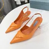 Frauen Keilsandale High Heels Damenschuhe Slingback-Pumps aus gebürstetem echtem Leder 65 mm Keile spitze Zehen schwarz weiß 35-42 Box