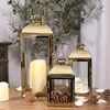 Kandelaars Vintage metalen houder Noordse luxe bruiloft Kandelaar Glass Lantaarn Accessoires Outdoor Portavelas Home DecorationCandle