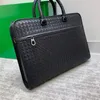 Luxus-Designer-Aktentasche für Herren, echtes Leder, Business-Laptoptasche, handgewebte Aktentasche mit abnehmbarem Riemen, 200 g