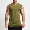 القطن العادي Vneck للياقة البدنية TOP MEN SUMMER MUSCLE SET GYM GYM CLOTING BOMIGNING SHIRT SHIRT Workout Sports Singlets 220621