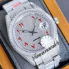 RF 40 126334 ETA A2824 Automatic Mens Watch Paved Diamond Dial Red Arabic Script Fully Iced Out 904L Steel Bracelet Jewelry Watches Timezonewatch Super Edition E5