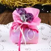 Italian Style Wedding Gift Wrap Favor Candy Bags Yarn Pouch With Flower Bouquets For Party Favours Table Decoration Supplies 50 Sets