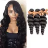 Bella Hair Bundles Brésiliens Non Transformés Vague Lâche Bouclés Indien Péruvien Vierge Extensions de Cheveux Humains Couleur Naturelle 3 Bundles Full 8A