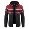 Men's Sweaters Winter Fleece Men Sweater Cardigan Hooded Knitted Print Sweatercoat Mens Casual Warm Zipper MenMen's