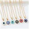 Classic Simple Turkish Crystal Evil Eyes Pendant Necklace For Women Fashion Jewelry Gold Color Clavicle Chain Choker Necklaces GC979