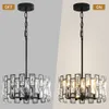 Modern Round Crystal Small Chandelier Lamp Black Simple Pendant Light For Living Room Restaurant Table Bar Indoor Villa Led Lamp