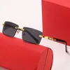 Moda Uomo Occhiali da sole rettangolari Designer Donna Occhiali da sole Gradiente Blu Verde Spiaggia Classico metallo senza montatura in oro rosa Lenti di occhiali di lusso Anti luce blu Gafas