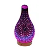 humidificateur 3D verre bouche oblique ultrasons froid brouillard 7 couleur lumière huile essentielle grain de bois fond diffuseur d'arôme