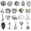 s925 sterling silver koralik charms luksusowy zroszony love heart wisiorek w kształcie choinki oryginalny fit pandora łapacz snów bransoletka klasyczna biżuteria DIY prezent dla kobiet