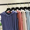 Gilet modal femmes été mince vêtements chauds sans manches à capuche T-shirt en vrac grande taille veste mince débardeurs solide haut court vêtements W220422