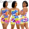 Dames Strapless Jumpsuit Zomer Rompertjes Mode Sexy Off Shoulic Elastic BH Letter Printing Bodysuit