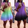 Druckfarbe Rüschen Hemd Kleid Frauen Streetwear Streetwear Halbschlärm Knöpfe hoch Taille Mini Kleid Sommer Casual Party Kleider Plus Size