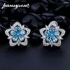 Stud 100% 925 Sterling Silver Flower Aquamarine Citrine Simulated Moissanite Wedding Engagement Earrings Fine JewelryStud Dale22 Farl22