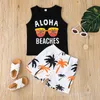 Pojkar kläder sätter fritid sommar sport tank top + shorts kostym toddler baby boy beach hawaii kläder set