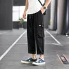 Calça masculina macacão masculino marca de maré de vários bolsos japoneses de algodão solto de hip-hop casual de feixes casuais