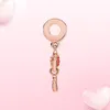 Real 925 charme prateado arco de ouro rosa pinglem charme pingente original colar pandora