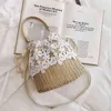 Ins Fresh Straw Bucket Small Summer Summer New Fairy Rattan Beach Holiday Messenger Bag 220614