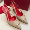 Fashion Women High Heels Dress Shoes Ballet Designer Leather Metal Summer Ladies Shoes Party Prom Bride Bridesmaid Shoe With Box 35-42