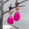 Ohrstecker Y.YING Fuchsia Jade Amethyst Roter Aventurin Lünette Set Edelstein OhrhängerOhrstecker Odet22 Farl22