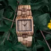 Wristwatches BOBO BIRD Rectangle Zebra Mens Wooden Wrist Watch Top Quartz Watches With Full Band In Gift Box