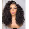 Naturel 180 Densité Doux Crépus Bouclés Long Noir Avant de Lacet Perruques pour Femmes Babyhair Haute Température Délié 220622