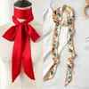 Печать Сплошные длинные шелковые атласные волосы SCAF мода шеи галстук ленты худые шарфы Grils ручная сумка Wirst Relebe Folys Headwear 2021