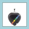 Outras jóias conjuntos de jln Heart Seven Chakra Pingente ioga Cura semi -preciosa de Cristal de Pedra Onyx Colar turquesa com 18 polegadas de bronze chai