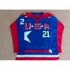WSKT Vintage Team USA Mighty Ducks D2 Movie Hockey 96 Charlie Conway 44 Fulton Reed 21 Dean Portman Jerseys Syched Cheap Red Blue Alternate
