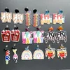 Acryl Friyay Ohrstecker Damen Leopard Flamingo Lippenstift Pommes Regenbogen Bunte Buchstaben Liebe Herz Tropfenohrring Baumeln Mode Tierschmuck Zubehör