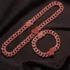 Cadeias 2pc Rapper Full pesado em forma de coração Cuban Link Bracelet Mulheres geladas para homens Ponto de corrente de coleta pav para luxo Jewel295Y