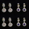 Dangle Chandelier Earrings Jewelry Wholesale Price Drop Women Fashion Purple White Synthetic Cz Ear Drops For Female Party Gift Delivery 2