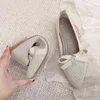 Zapatos de vestir, Sandalias de tacón alto, zapatos de princesa puntiagudos tejidos de lujo, mocasines de suela blanda, zapatillas informales transpirables para mujer, zapatos planos