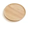 Assiettes en bois palette japonaise en bois de caoutchouc rond multifonctionnel assiette occidentale plateau de rangement plat de goût fournitures de cuisine domestique