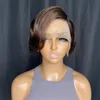 Short Pixie Cut With Body Wave 13x1 Lace Wigs Pre Plucked Side Part Bob Wig Straight Human Hair Wig for Women
