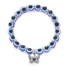 Breloques religieuses en acrylique, brins de perles porte-bonheur, bijoux extensibles, yeux bleus maléfiques, Bracelet de perles pour femmes et hommes, bijoux 502