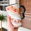Getränkebecher 500 ml kreativer Obstfaden Keramik hochwertige Milchbecher Persönlichkeit Blume Tee Kaffee Wassersaft Tasse für Frauen Männer Kinder
