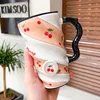 Drinkware Mugs 500 ml Creative Fruit Thread Ceramic High Quality Milk Mug Personality Flower Tea kaffevatten Juice Cup för kvinnor Män barn