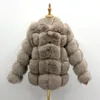 Puras de pele feminina casaco real espesso quente jaqueta de luxo de inverno roupas femininas femininas