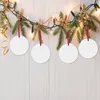 3 polegadas de natal rodada sublimação em branco pendente de cerâmica Círculo de ornamentos personalizados Decoração de árvore de natal, impressão de dupla face atacado FY5002