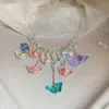 Sparkly Crystal Butterfly Clavicle Chain Necklace Multicolor Butterfly Pendant Necklaces for Gift Party Fashion Jewelry