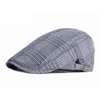 2022 Printemps Été Hommes Plaid Béret Cap Gentleman Journal Vendeur Chapeau Britannique Peaky Blinders Style Coton Mâle Plat Ivy Cap réglable J220722